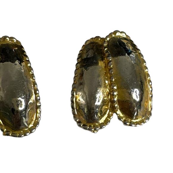 Two Tone Vintage 80s Gold Silver Ton Irregular Shape Earrings Costume Jewelry - Picture 2 of 5